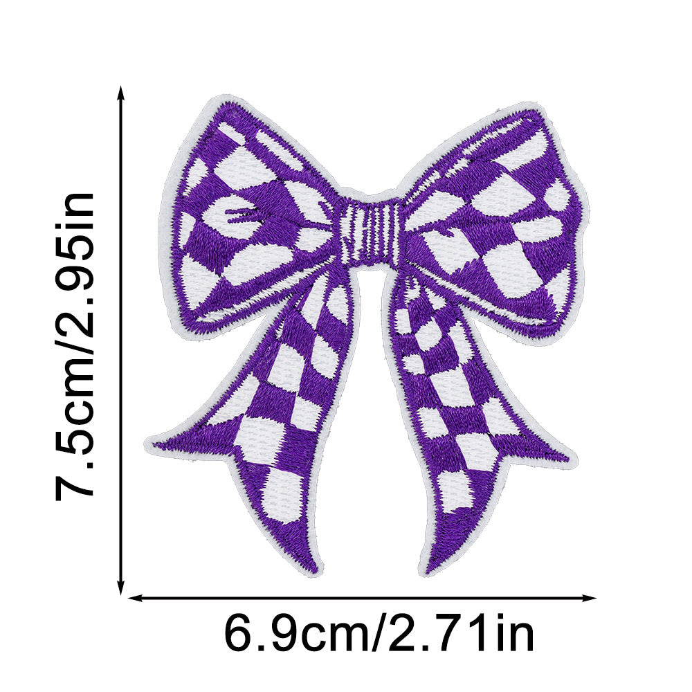 Wholesale Plaid Bow Embroidered Patch